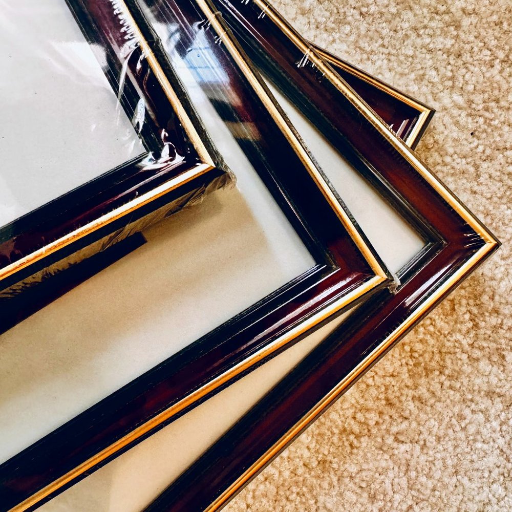 Two Frames in Black, Burgundy and Gold Finishing